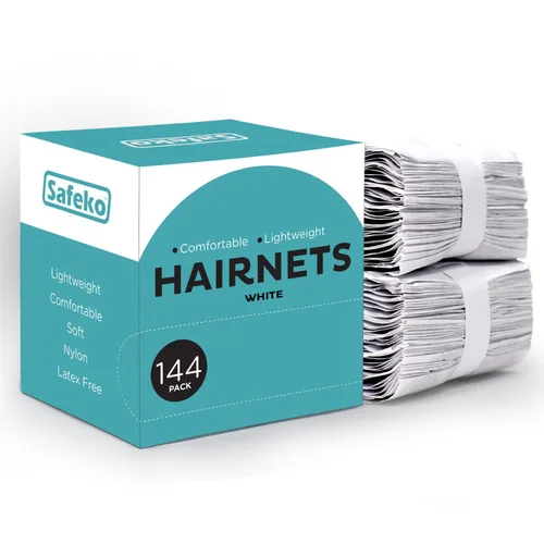 Vista 7 de Redes para el cabello, 144 unidades, envueltas individualmente, mallas de nailon ligeras, sin látex, color negro, grande (24 pulgadas)