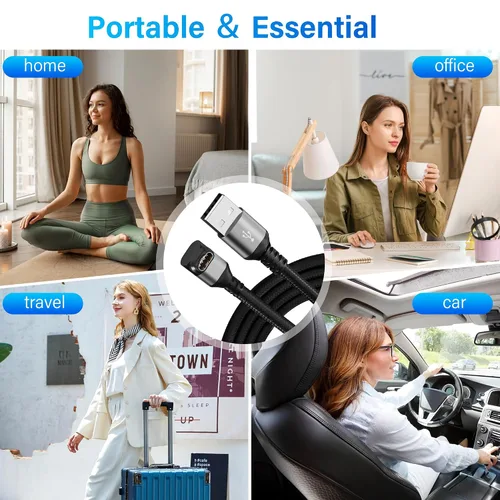 Vista 7 de Cable cargador de reloj Garmin en ángulo recto de 6 pies, paquete de 2 unidades, USB A de 90 grados a Garmin Cable adaptador de carga rápida