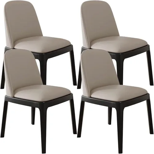 Vista 24 de Juego de 2/4 sillas de comedor, sillas de comedor de madera, silla tapizada para sala de estar, silla de vestíbulo sin brazos con respaldo curvo