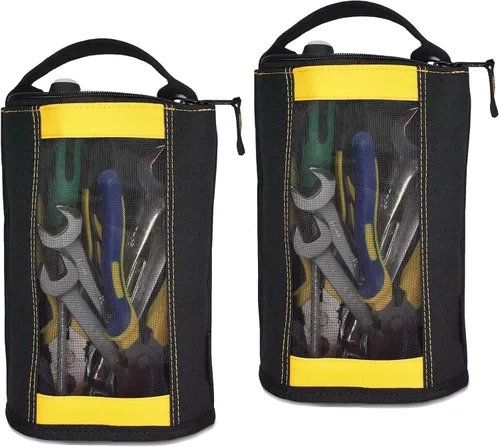 Vista 10 de MELOTOUGH Bolsa de sujetadores pequeña con cremallera, bolsa de herramientas de lona con cremallera, bolsa de utilidad con ventana de malla