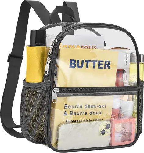 Vista 10 de Mochila deportiva transparente para eventos en estadios de 12 x 12 x 6 pulgadas, pequeña para ventiladores, conciertos, playa, trabajo, viajes