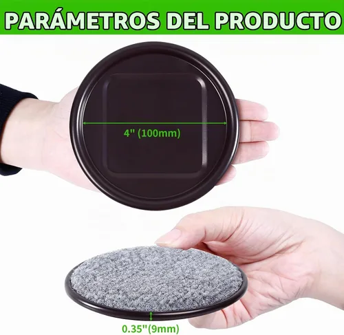 Vista 6 de Copas para ruedas de muebles de 4 pulgadas redondas para base de alfombra, deslizadores de muebles reutilizables para pisos de madera dura