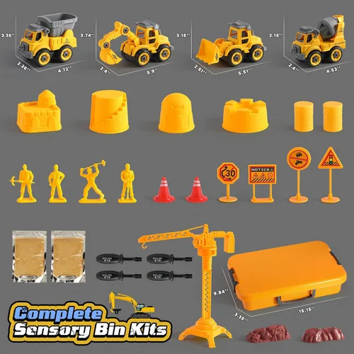 Vista 3 de OENUX Juego de construcción de arena, kit de castillo de construcción de playa con arena de juego de 2.2 libras, 4 camiones de construcción