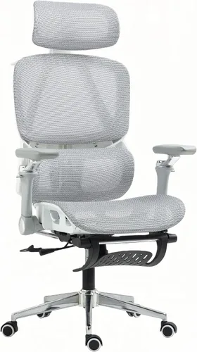 Vista 2 de Silla de oficina ergonómica avanzada de malla con soporte lumbar ajustable, reposacabezas y reposabrazos 3D, edición Pro (gris, pp)