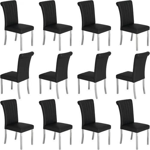 Vista 19 de Asday Upholstered Dining Chairs Set of 2, High Back Fabric Chairs, Beige Linen Fabric, High Back, Black Metal Legs