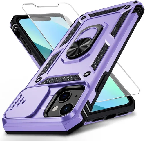 Vista 11 de Funda para iPhone 13 Mini con cubierta para lente de cámara, protector de pantalla HD, protección contra caídas de grado militar de 10 pies, soporte