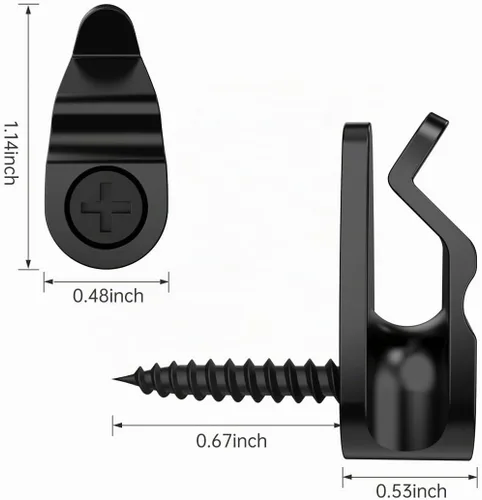 Vista 4 de GEZIDEA Ganchos para colgar luces de cadena, ganchos de rosca para colgar luces de Navidad, clips de luz LED de hadas, negro, paquete de 50