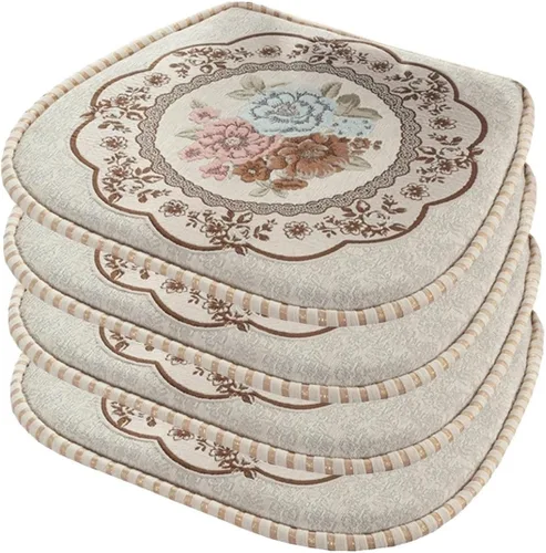 Vista 9 de EORNOW Juego de cojines para silla de comedor con lazos, juego de 1/2/4, almohadillas antideslizantes para silla de comedor con funda extraíble