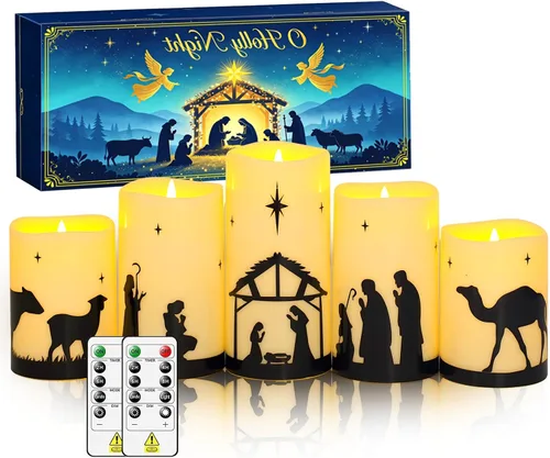 Vista 10 de Sasigeiaa Velas sin llama naranja de Halloween con control remoto, paquete de 5 velas LED que funcionan