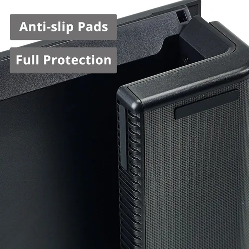 Vista 6 de SIIG Soporte elevador para monitor de computadora y portátil con soporte para teléfono, ancho ajustable en ambos lados, soporta hasta 55 libras