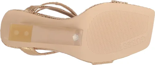 Vista 4 de GUESS Tacones de cuña Bacio metálicos con correa en T para mujer