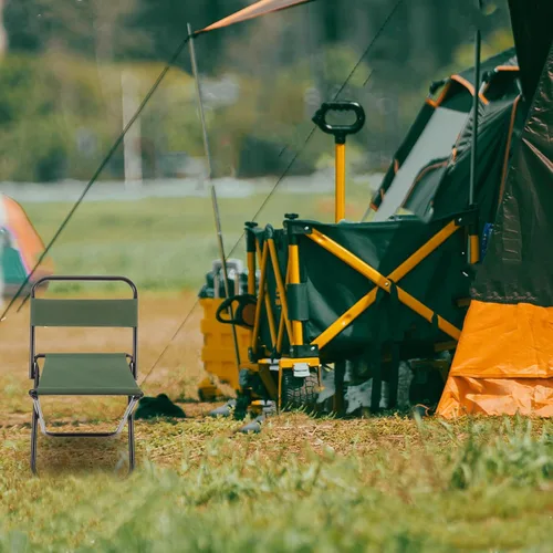 Vista 2 de BESPORTBLE Silla plegable para acampar al aire libre, silla plegable portátil ligera, taburete de pesca pequeño con material resistente