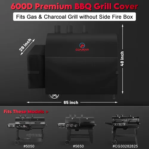 Vista 2 de Comnova Cubierta de Parrilla para Char Griller de 3 Quemadores de Combustible Dual – Cubierta de Ahumador 600D para Char Griller, Cubierta