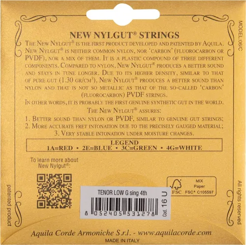 Vista 2 de Aquila 16U Tenor Ukelele Low G String - Individual