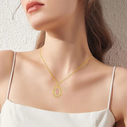 Vista 3 de VIJASHOP Collar de San Judas para mujer, chapado en oro, colgante de San Judas Tadeo, joyería religiosa de San Judas, regalos para mamá novias