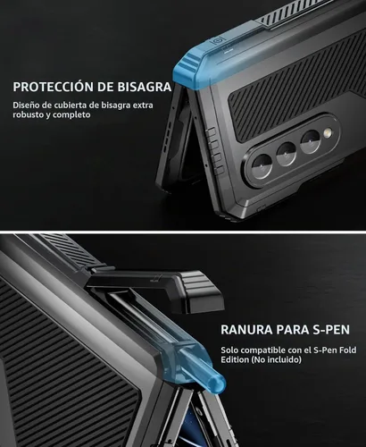 Vista 5 de Mitywah Armour - Funda para Saumsung Fold 4, protección de cuerpo completo para Galaxy Fold 4 con soporte para bolígrafo S, funda resistente a