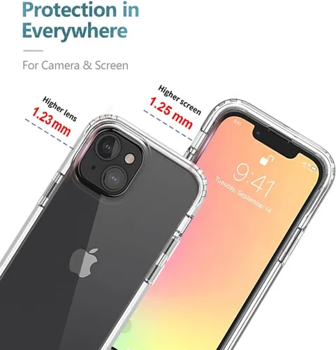 Vista 2 de Funda para iPhone 13 Mini con protector de pantalla de vidrio templado, suave 360 cuerpo completo, a prueba de golpes, híbrida, transparente