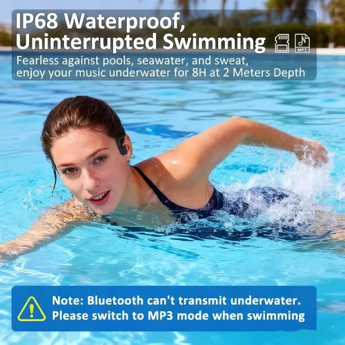 Vista 2 de Auriculares para Natación de Silicona Suave, Auriculares de Conducción Ósea Impermeables IP68, Reproductor MP3 de 32GB y Auriculares Deportivos