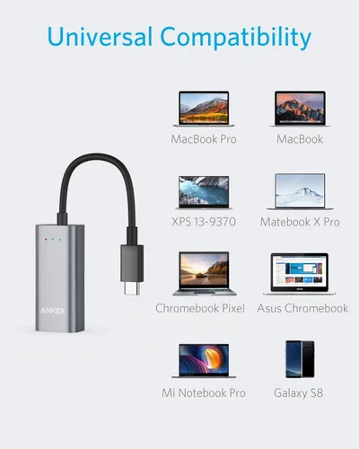 Vista 13 de Anker Adaptador USB C a Ethernet, concentrador de red portátil de 1 Gigabit, 10/100/1000 Mbps, para MacBook Pro, iPad Pro 2019/2018, ChromeBook