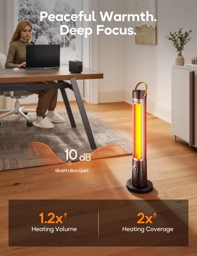 Vista 6 de Calentador al aire libre para patio, 32" Calentadores eléctricos por infrarrojos para interiores con control remoto, 1500W, oscilación de 60°