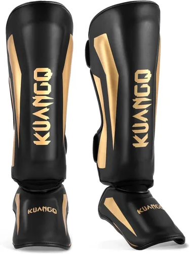 Vista 6 de Espinilleras de Muay Thai, Muay Thai artes marciales para patear piernas y empeine almohadillas de protección para engranaje de kickboxing