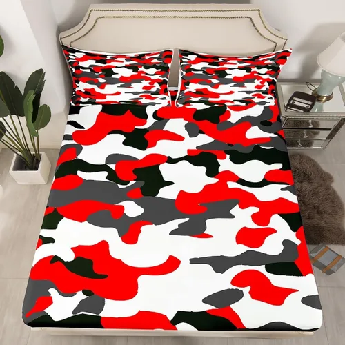Vista 14 de Erosebridal Juego de ropa de cama de camuflaje para niños, sábanas de camuflaje militar, tamaño individual para adolescentes, jóvenes, adultos