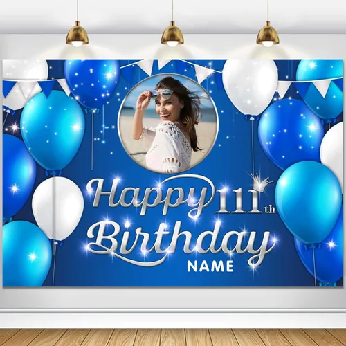 Vista 41 de Cartel decorativo personalizado de feliz cumpleaños número 100 – Cartel personalizado de fiesta de cumpleaños azul marino en tamaños grandes, fotos