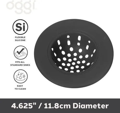 Vista 2 de OGGI Colador de silicona para fregadero de cocina, colador de drenaje de fregadero, tapón de drenaje, tapón de fregadero, borde de 4.6 pulgadas