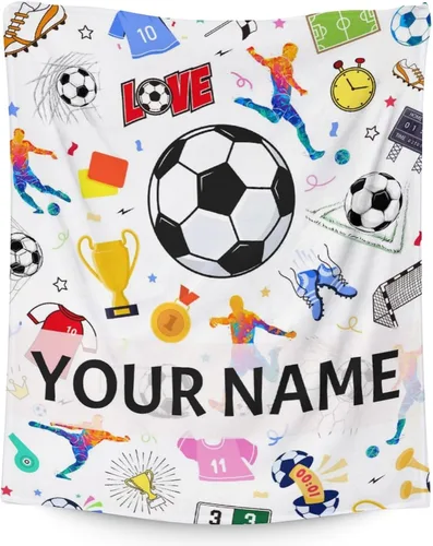Vista 19 de Manta de fútbol para niños y niñas, tamaño regazo de 30 x 40 pulgadas, manta suave y acogedora, regalo para equipo de fútbol, manta deportiva azul