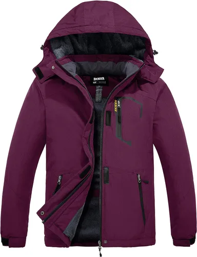 Vista 13 de Skieer - Chaqueta de esquí impermeable para mujer, abrigo cálido de invierno con forro polar para snowboard Negro
