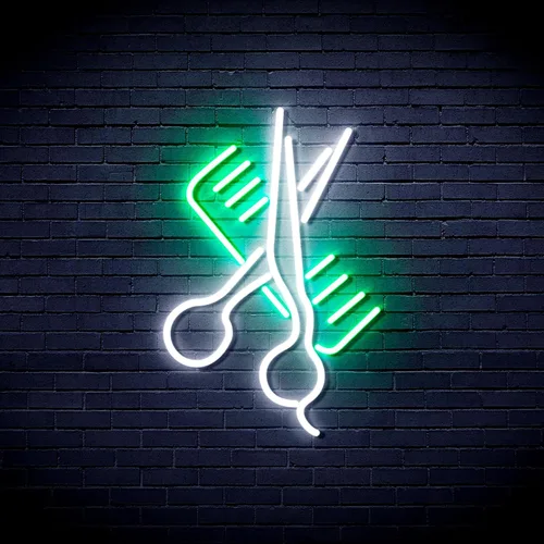 Vista 12 de AdvPro Comb & Scissors Flex Silicone LED Neon Sign - Azul - st16s32-fnu0363-b