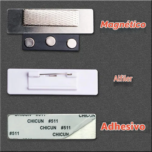 Vista 2 de Placa de identificación personalizada con grabado láser, placa de identificación personalizada para empresas con magnético, alfiler, parte trasera