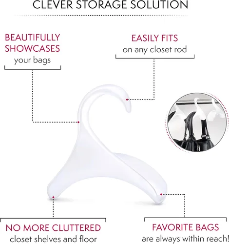 Vista 3 de Bag-a-Vie Percha para armario Ganchos organizadores de bolsos para colgar bolsas y bolsos, protege la forma de la bolsa y organiza el espacio