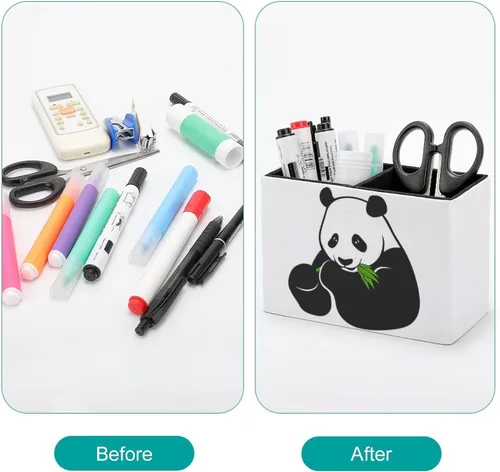 Vista 3 de Niapessel Portalápices para escritorio, lindo soporte para bolígrafo de comida de panda, organizador de bolígrafos de escritorio, organizador