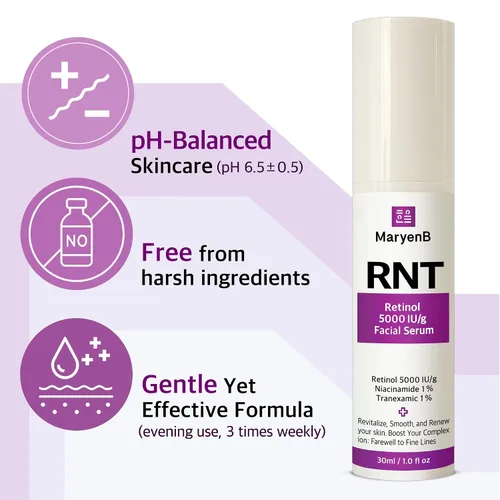 Vista 2 de Retinol 5000IU, niacinamida 1%, ácido tranexámico 1% suero facial – Esencia que mejora la humedad con ácido hialurónico, vitamina E, suave