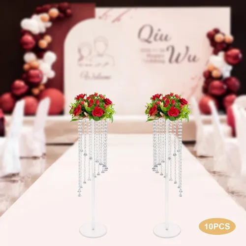 Vista 7 de 10 jarrones de flores, centros de mesa de boda, soportes de acrílico para decoración de mesa de centro de mesa de cristal, soporte de flores de 31.5