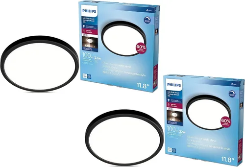 Vista 8 de PHILIPS LED Lámpara de techo de montaje empotrado de 11 pulgadas, paquete de 2 unidades, color blanco seleccionable, níquel cepillado, 1200 lúmenes
