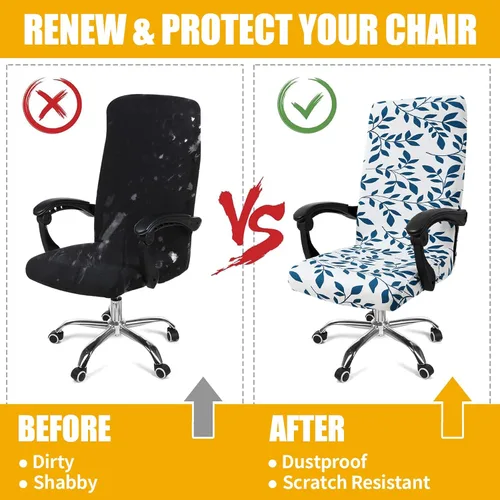 Vista 84 de Smiry fundas elásticas estampadas para silla de oficina de computadora, fundas universales para sillas giratorias de escritorio, extraíbles