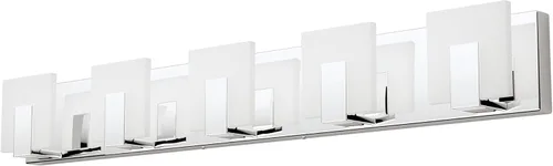 Vista 11 de Aipsun 2 luces regulables modernas LED de tocador para baño, acrílico blanco esmerilado, cromado arriba y abajo, lámparas de pared sobre espejo
