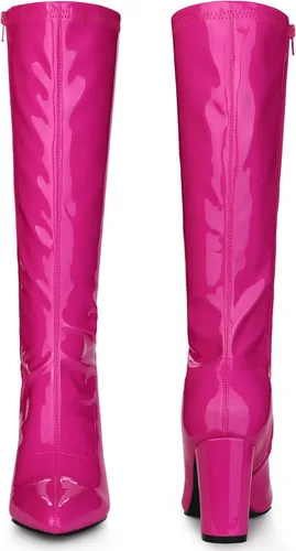 Vista 2 de Perphy Go Go Boot Botas de tacón grueso de charol hasta la rodilla para mujer