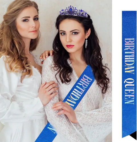 Vista 2 de Velscrun Tiara - Corona de Reina de Cumpleaños con Diamantes de Imitación y Banda Tiara de cumpleaños 27