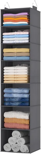 Vista 17 de Lifewit Organizador de armario colgante de 5 niveles y almacenamiento para estantes, estante de ropa plegable con 2 ganchos resistentes