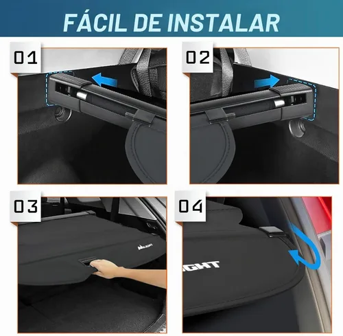 Vista 6 de Nilight Cobertura de cajuela para Jeep Grand Cherokee Accesorios 2011-2021, cubierta de seguridad retráctil para carga trasera, con red