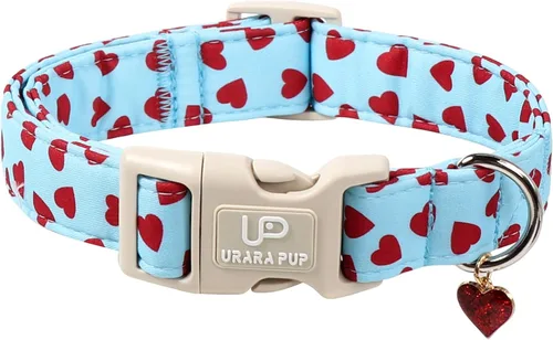 Vista 56 de Collar de perro floral azul, collar floral de algodón ajustable para primavera y verano con colgante de margarita, hebilla de liberación rápida