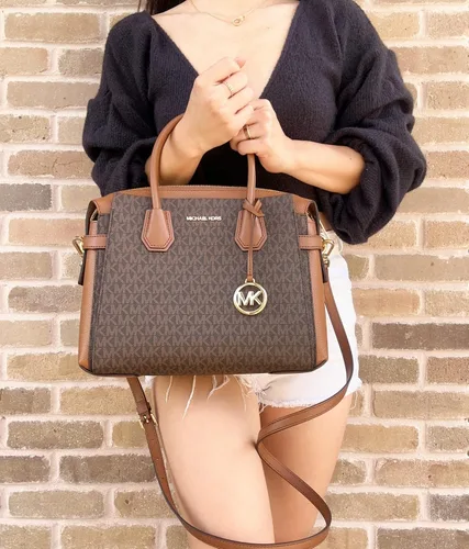 Vista 2 de Michael Kors Mercer - Bolso bandolera mediano con cinturón, color marrón MK Signature, Marrón