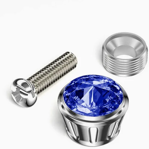 Vista 6 de Tapa de Tornillo de Perno para Placa de Matrícula de Automóvil, 4 Piezas de Cubiertas de Tornillos de Marco con Diamantes de Imitación Brillantes