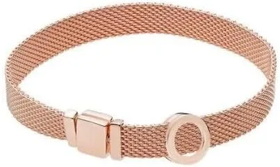 Vista 6 de Juego de pulsera de plata de ley 925 real de oro rosa con reflejos originales para mujer pulsera de abalorios joyería de bricolaje