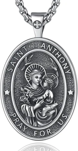 Vista 19 de Vito Collares de Santos de Plata de Ley 925 para Mujeres y Hombres, Colgante de San Miguel/Crucifijo/Caravaca/San Judas/Virgen María, Medalla