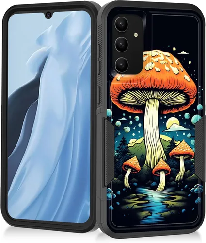 Vista 187 de Funda para Galaxy A14 5G, resistente de doble capa híbrida de policarbonato duro, goma suave, a prueba de golpes, funda protectora resistente
