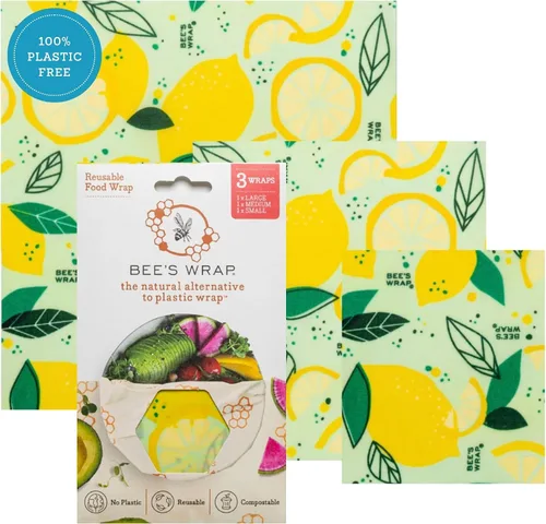 Vista 14 de Bee's Wrap, paquete variado de 3 envoltorios ecológicos y reutilizables para transportar comida Paquete de 3 panales